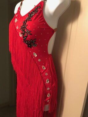 Sexy fringe Latin dress Dancesport Swarovski crystals